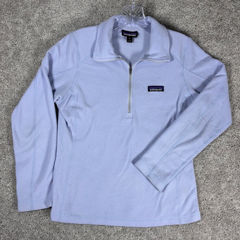 Patagonia Women's Fleece Quarter Zip Pullover Light Blue XS Made in‎ El Salvador